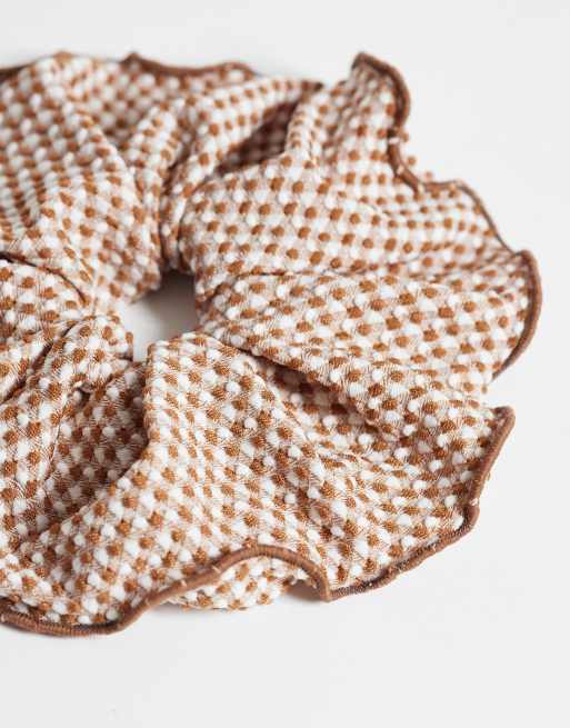 DesignB London - Elastico per capelli marrone a quadretti, 2 di 3