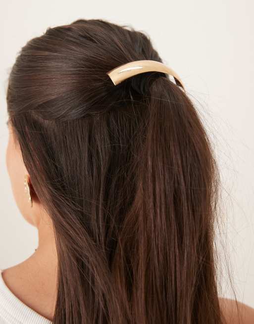 DesignB London - Elastico per capelli rettangolare con dettaglio in metallo tonalità oro