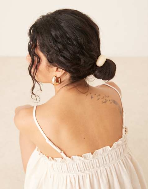 DesignB London - Élastique à cheveux avec détail en résine - Crème - view 1