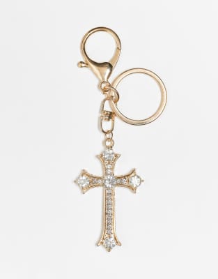 DesignB London embellished cross key ring bag charm