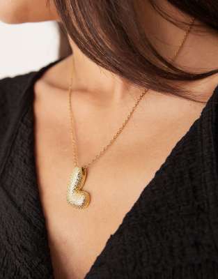 DesignB London embellished initial L necklace in gold