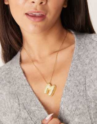 DesignB London embellished initial M necklace in gold