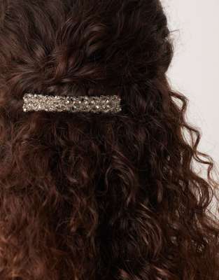 DesignB London DesignB London embellsihed barette hair clip in silver