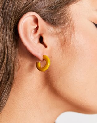 DesignB London enamel dipped earrings in yellow