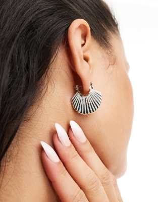 DesignB London DesignB London enamel shell hoop earrings in gold