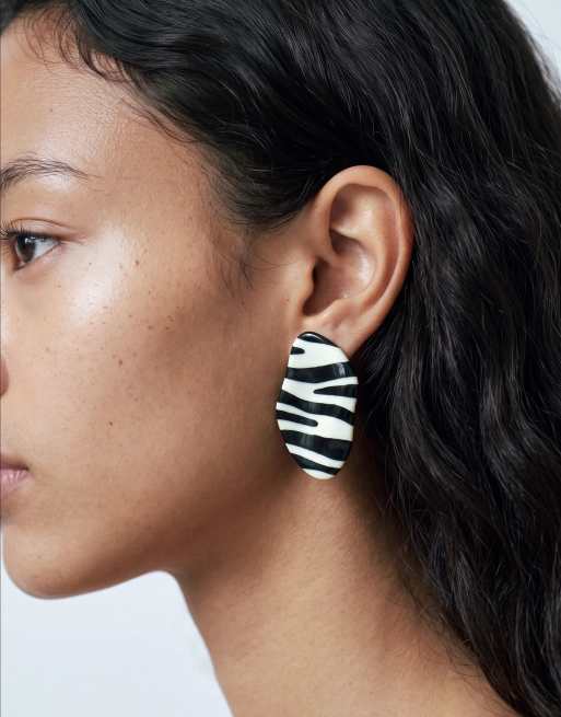 DesignB London enamel stud earrings in zebra print, 2 of 5