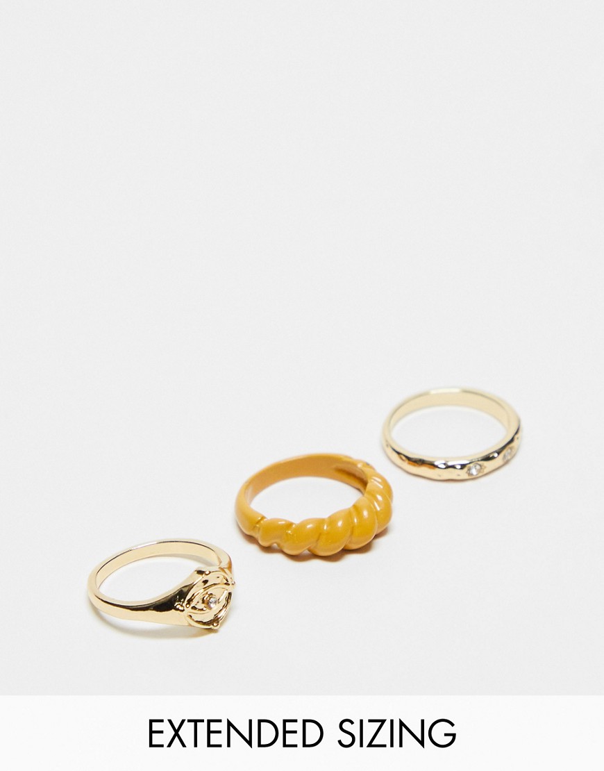 evil eye and molded ring multipack in gold