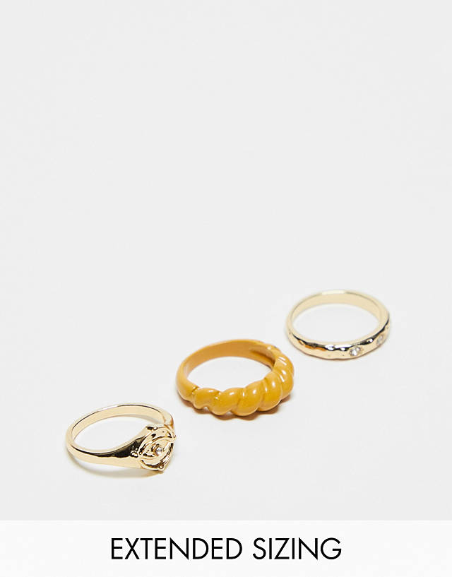 DesignB London - evil eye and moulded ring multipack in gold