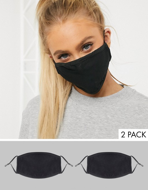 DesignB London Exclusive 2 pack face covering with adjustable straps in black