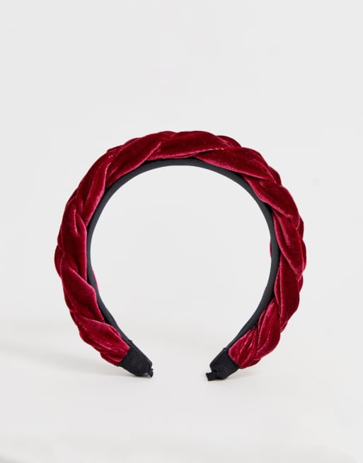 DesignB London - Exclusive - Bred rød flettet hårbøjle, 3 af 4