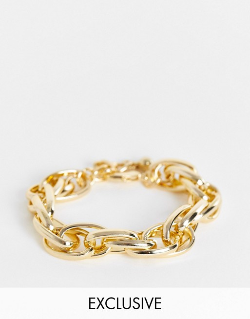 DesignB London Exclusive chunky chain bracelet in gold