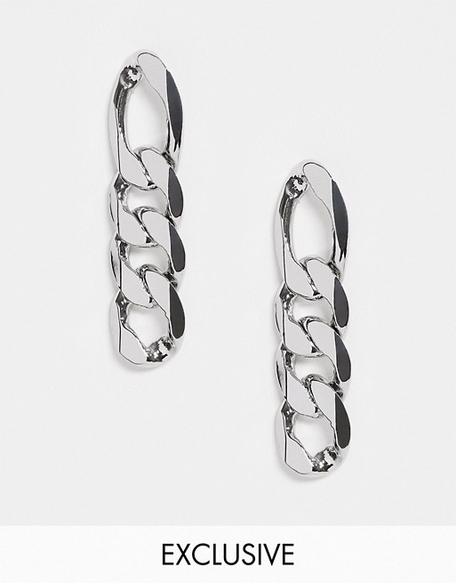 DesignB London Exclusive chunky chain earrings in silver