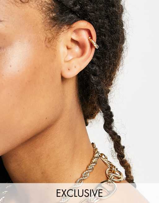 DesignB London Exclusive ear cuff in twisted gold ASOS