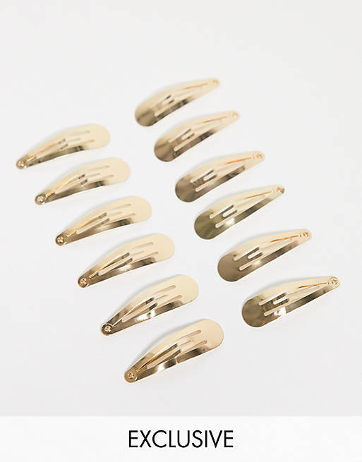 DesignB London Exclusive hair clip multipack in gold
