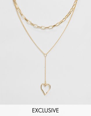 chain link necklace with heart pendant