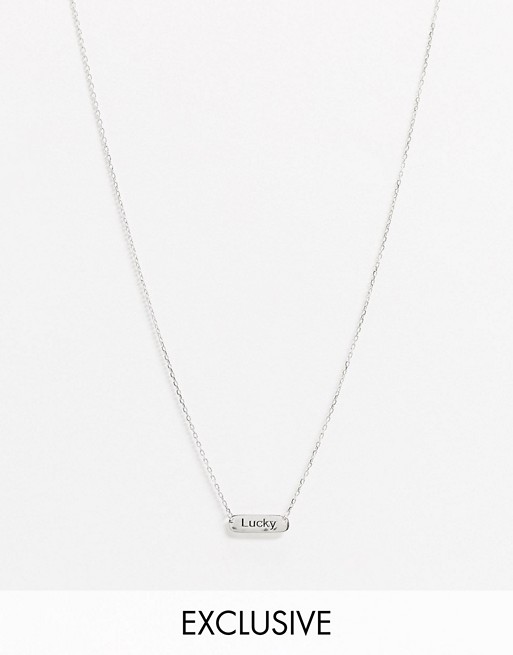 DesignB London Exclusive necklace in sterling silver with 'lucky' pendant