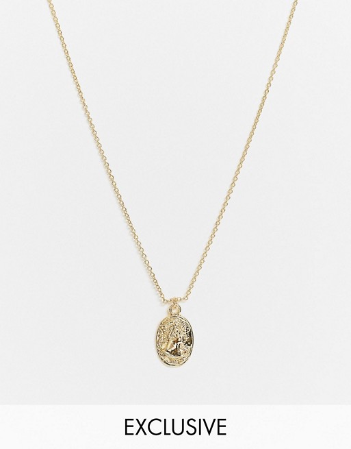 DesignB London Exclusive necklace with round coin pendant in gold