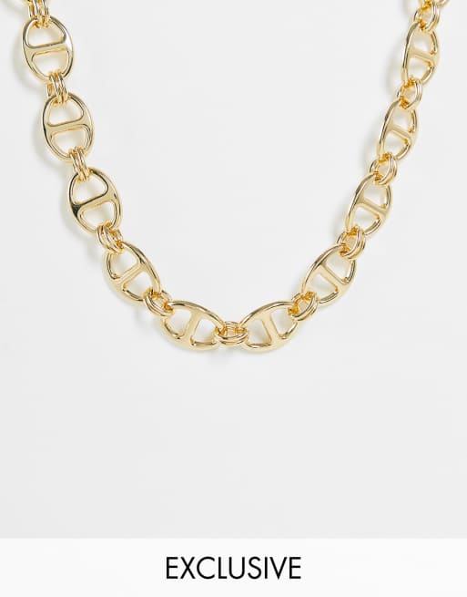 DesignB London Exclusive oval chain choker necklace in gold