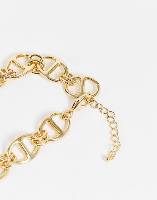DesignB London - Exclusivité - Collier ras de cou avec chaîne à maillons ovales - Doré, 3 de 4