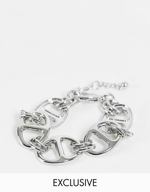 DesignB London – Exklusives Kettenarmband in Silber mit ovalen Kettengliedern