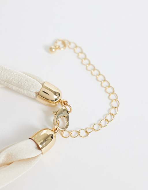 DesignB London fabric necklace with statement molten gold pendant, 3 of 4