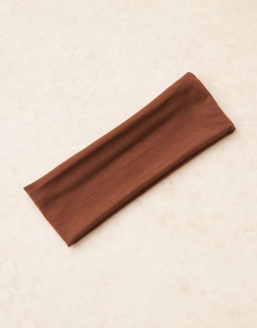 DesignB London - Fascia per capelli in jersey marrone cioccolato, 3 di 3