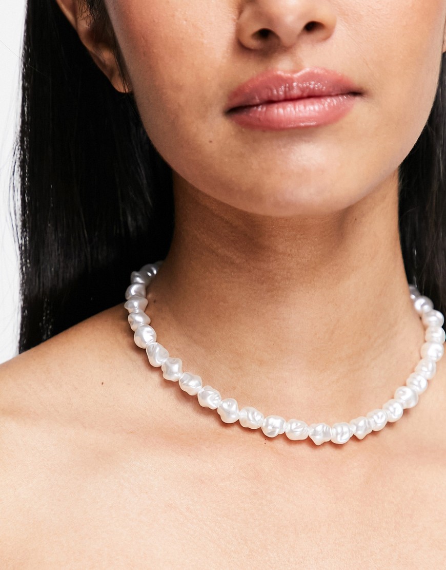 DesignB London faux fresh water pearl necklace-White