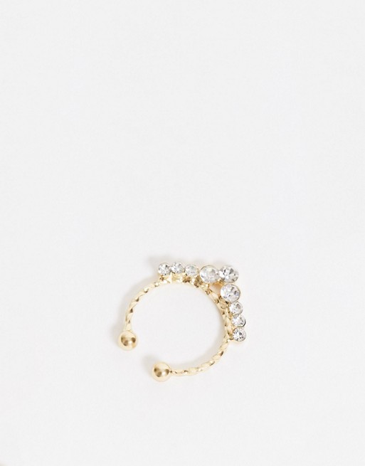 DesignB London faux septum ring with crystal embellishments