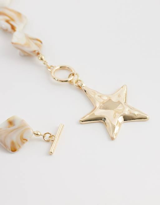 DesignB London faux shell starfish pendant necklace in gold, 4 of 4