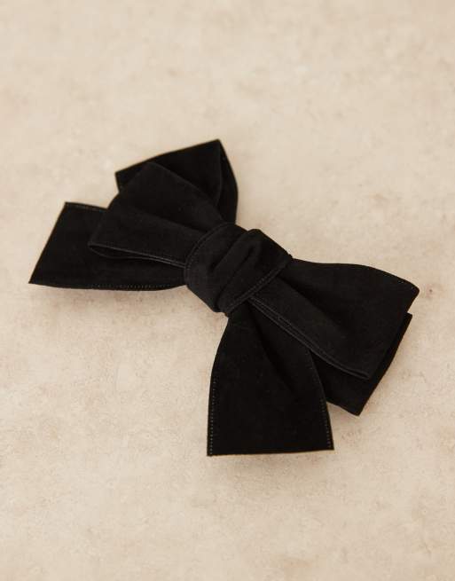 DesignB London faux suede hair bow in black ASOS — free download