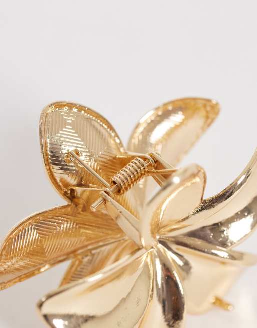 DesignB London - Fermaglio per capelli a forma di fiore hawaiano color oro , 3 di 3