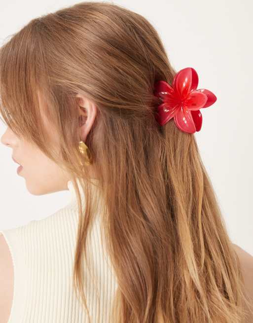 DesignB London - Fermaglio per capelli fucsia a forma di fiore hawaiano