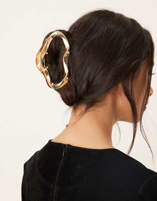 DesignB London - Fermaglio per capelli in metallo color oro effetto fuso
