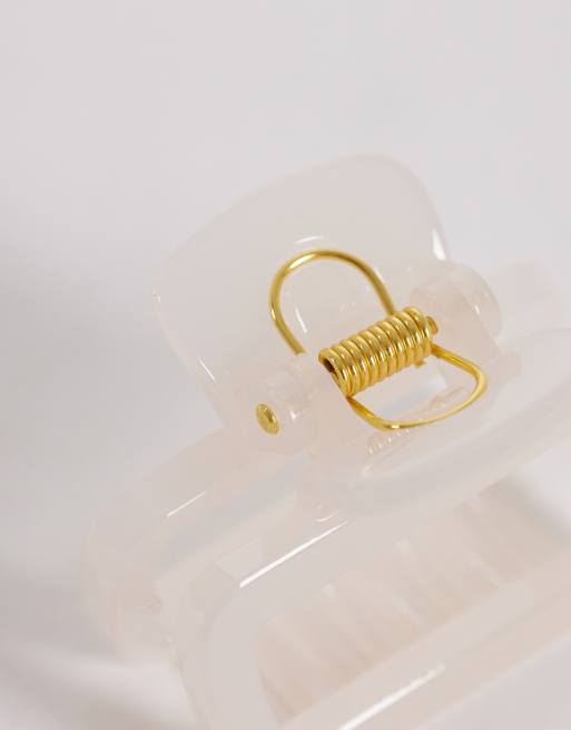 DesignB London - Fermaglio per capelli piccolo quadrato bianco opaco, 3 di 3