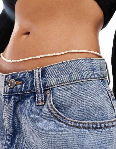 DesignB London festival beaded belly chain in white - view 1