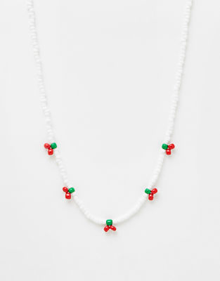 DesignB London Festival Pearl And Cherry Beaded Necklace In White | ASOS