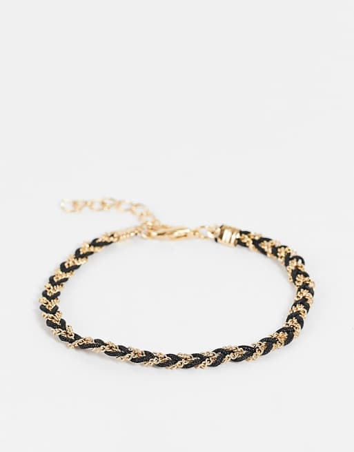 DesignB London - Festival - Sort armbånd i flettet snor