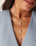 [DesignB London] DesignB London fine lariat necklace with blue stones in gold No Size GOLD