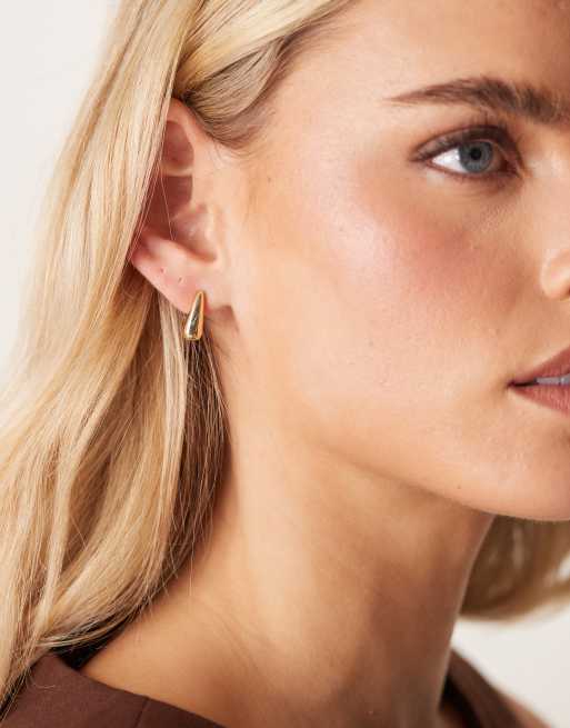 DesignB London - Fines boucles d'oreilles façon goutte - Doré