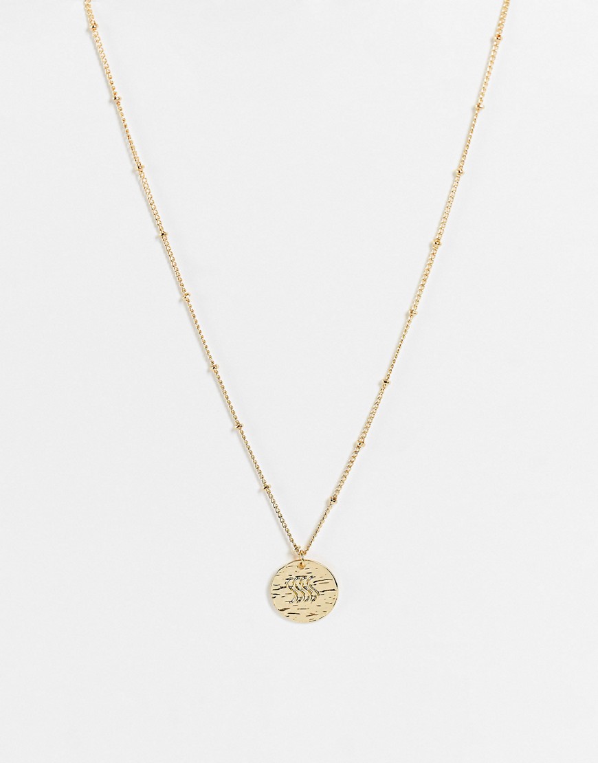 DesignB London Fire sign zodiac necklace in gold