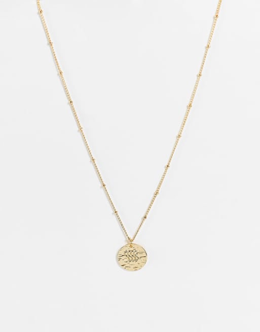 DesignB London Fire sign zodiac necklace in gold