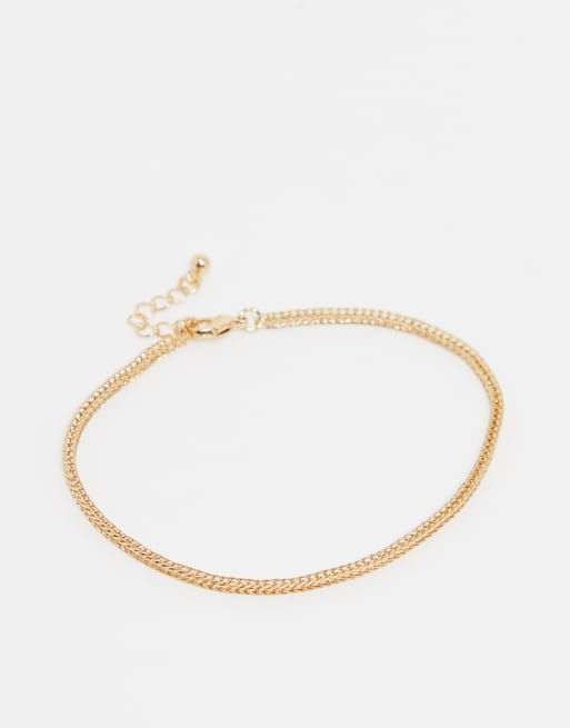 DesignB London flat chain anklet in gold, 2 of 4