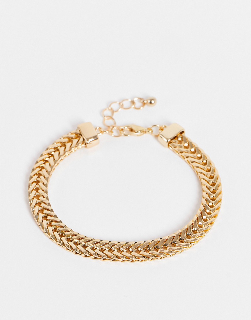 DesignB London flat chunky chain bracelet in gold