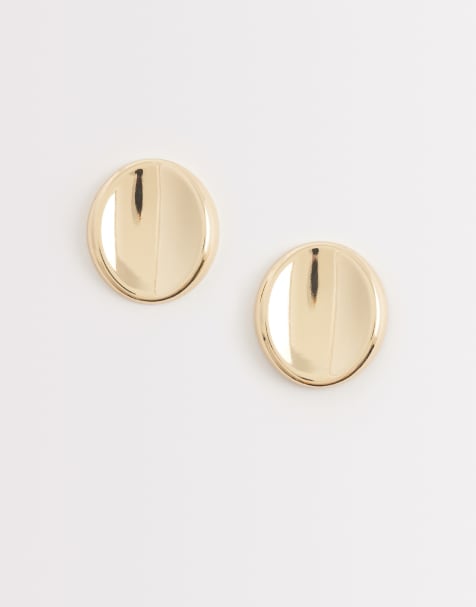 DesignB London flat stud earrings in gold - view 1