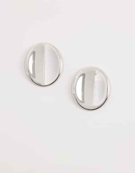DesignB London flat stud earrings in silver - view 1
