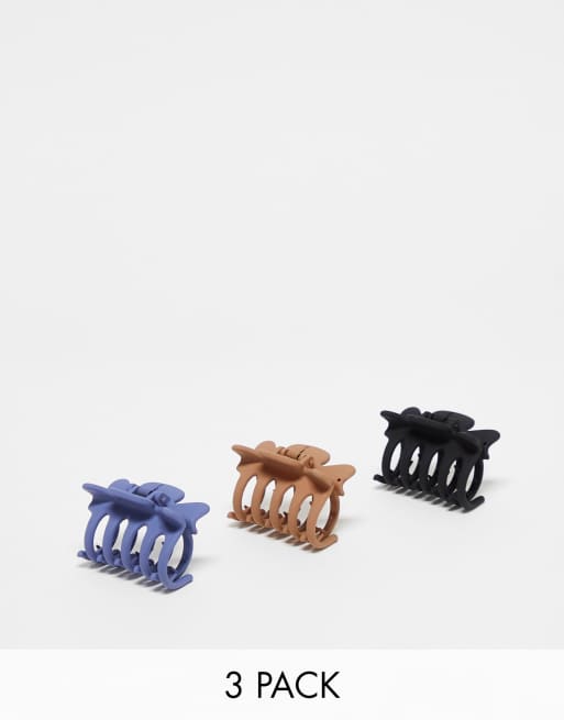 DesignB London – Flerfärgade små hårklämmor, 3-pack