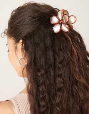 flower hair claw in tortoiseshell and gold