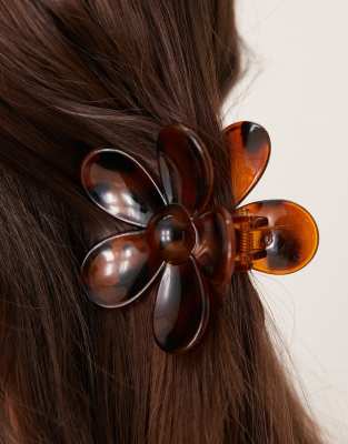 DesignB London DesignB London flower hair claw in tortoiseshell-Brown