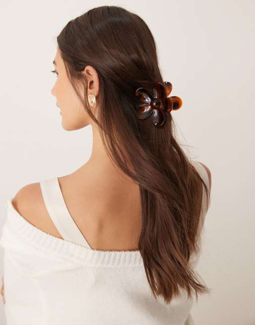 DesignB London flower hair claw in tortoiseshell, 4 of 4