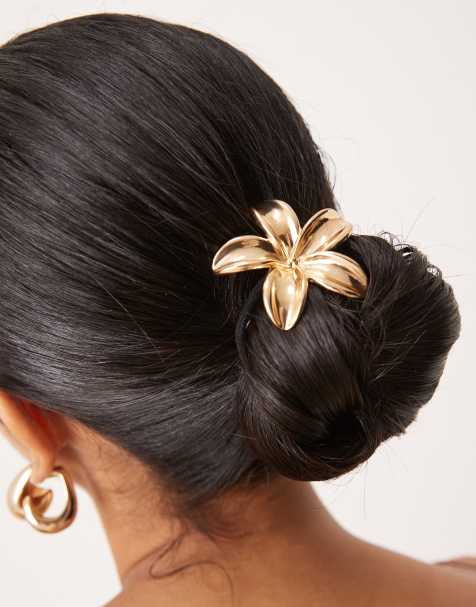 DesignB London flower hair tie in gold - view 1
